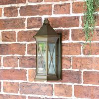 "Sandy Bay" Brass Wall Lantern in Situ on a Garden Wall