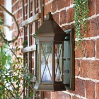 Side View of the "Sandy Bay" Wall Lantern Mounted Flush on a Brick Wall