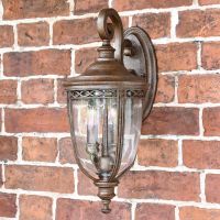 "Sandyway" Extra Large Top Fix Bronze Wall Lantern on Situ on a Brick Wall