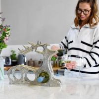 Antique Nickel "Laying Stag" Wine Rack within Kitchen Setting 