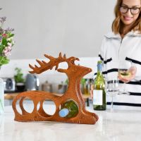 Wine Rack in Kitchen Setting Rustic "Laying Stag" 