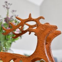 Close up of "Laying Stag" head and antlers on Wine Rack 