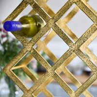 Close up of bottle holder within "Geometric Grid" Wine Rack 