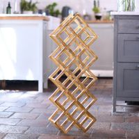 Gold "Geometric Grid" Wine Rack in Kitchen 