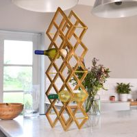 Side view of Gold "Geometric Grid" Wine Rack 