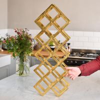 Gold "Geometric Grid" Wine Rack in Full 