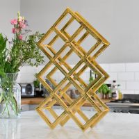 Geometric Gold Wine Rack in Situ 