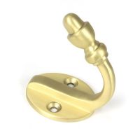 Satin Brass "Acorn" Single Coat Hook - 70mm x 58mm