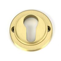 Situ Shot of Satin Brass "Circular" Art Deco Euro Escutcheon - 53mm x 11mm