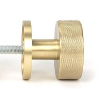 Close-Up of 63mm Satin Brass "Royale" Beehive Mortice Rim Knob Set
