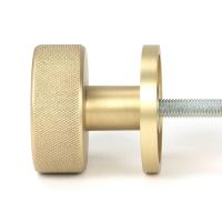 Close-Up of Satin Brass "Royale" Beehive Mortice Rim Knob Set - 63mm