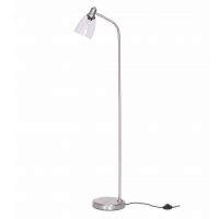Iron Floor Lamp Finished in a Satin Nickel