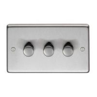 Triple Dimmer Light Switch Finished in a Satin Stainless Steel