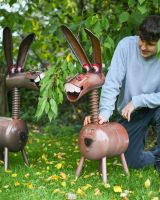 Scale image of recycled gas cannister donkey garden sculpture