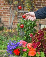 Scale image of "Ruby" Triple Suncatcher Garden Stake 