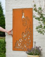 Scale image of Rustic Peacock Garden Wall Art