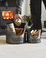 Scale image of logs and kindling steel log holders
