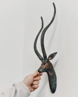 Verdigris Cast Aluminium Antelope Wall Bust To Scale