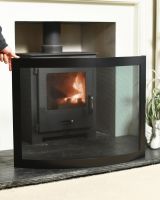Scale Shot of "Carrowdrock" Contemporary Curved Bespoke Fire Guard 