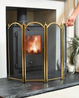 Scale Shot of Dynasty Four Fold Fire Screen in Polished Brass