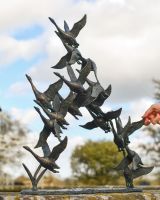 Scale Shot of Flock of Flying Ducks Garden Sculpture 