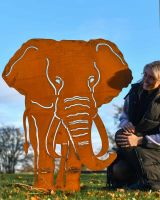 Scale Shot of Sheet Steel Rustic Elephant Garden Silhouette - 120cm