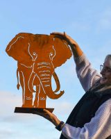 Scale Shot of Sheet Steel Rustic Elephant Garden Silhouette - 55cm