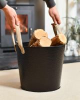 Scale Shot for Small Black Contemporary Dotted Log Basket