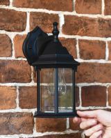 Scale Shot of Traditional Black "Hexagonal" Victorian Top-Fix Wall Lantern - 36cm