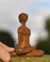 Rustic Cast iron Crossed Legged Woman Garden Sculpture 