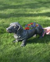 Scale image of dachshund planter with flowers
