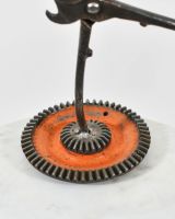 Close up of Scrap Metal Ballerina Sculpture base