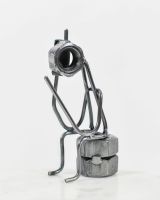 Phone Call Sitting Scrap Metal Ornament side view