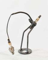 Spark Plug Fishing Recycled Metal Ornament three quarter view