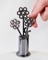 Scale image of Scrap Metal Flower Pot Sculpture