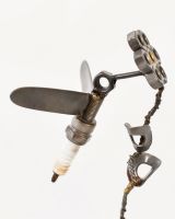 Close up of Spark Plug Hummingbird Recycled Metal Ornament bird