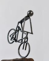 Close up of Cyclist Stoppie Recycled Metal Ornament cyclist