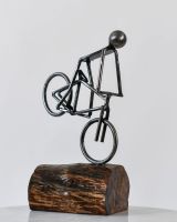 Cyclist Stoppie Recycled Metal Ornament Side View