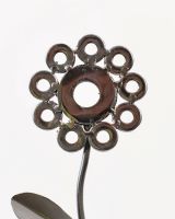 Close up of Scrap Metal Sunflower Sculpture head