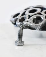 Close up of Scrap Metal Tortoise Hatchling Sculpture Leg
