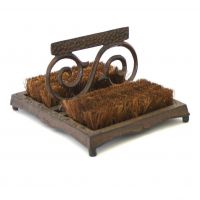 Scrolled Cast Iron Boot Brush & Scraper in a Rustic Brown