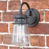 Industrial Wall Lantern with Seeded Glass 