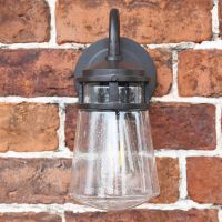 Front View of the Seeded Glass Industrial Wall Lantern