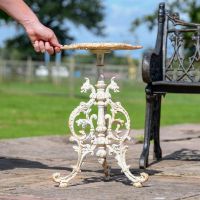 Serpent Gothic Rustic Cream Cast Iron Side Table to Scale