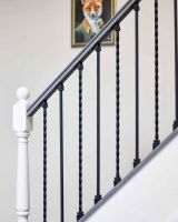 Set of 2 Matte Black "Enfield" Steel Stair Spindles - Pattern 11 in Situ