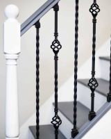 Close-Up of Alternating Matte Black "Enfield" Steel Stair Spindles - Pattern 14