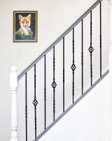 Set of 2 Matte Black "Enfield" Steel Stair Spindles - Pattern 5 - Spindle ONLY - No Brackets in Situ