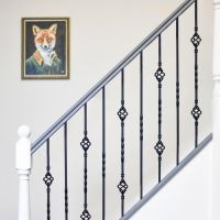 Set of 2 Matte Black "Enfield" Steel Stair Spindles - Pattern 7 - Spindle ONLY - No Brackets