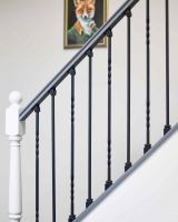 Set of 2 Matte Black "Enfield" Straight & Double Twist Stair Spindles - Pattern 2 in Situ