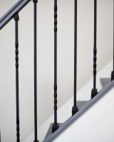 Close-Up of Set of 2 Matte Black "Enfield" Straight & Double Twist Stair Spindles - Pattern 2